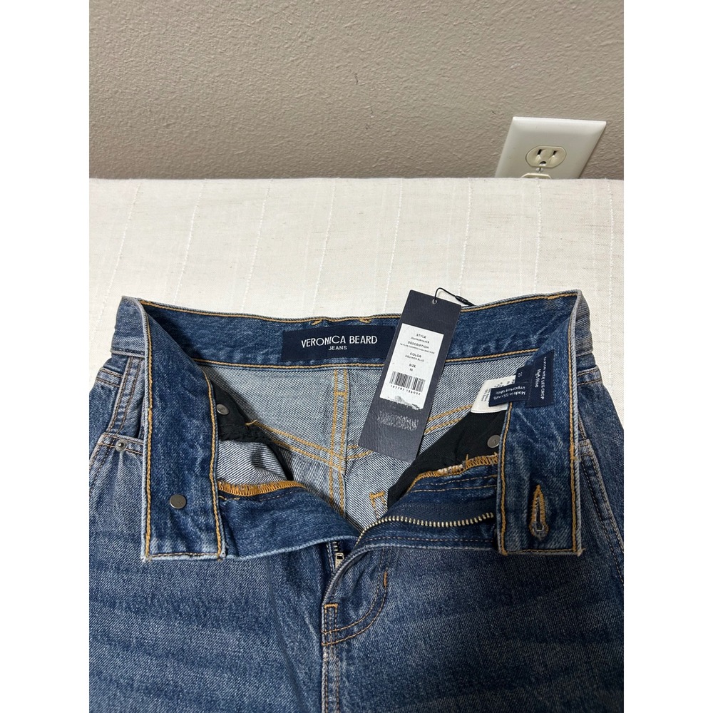 Veronica Beard Cotton Taylor High Rise Wide Leg Crop Jeans Blue Wash 25 - Picture 3 of 16